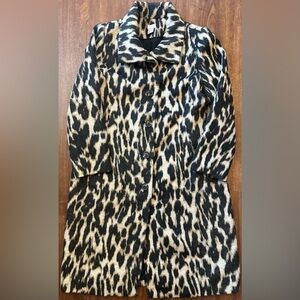 Chico’s Women’s Short Faux Fur Cheetah Print Peacoat Jacket 1